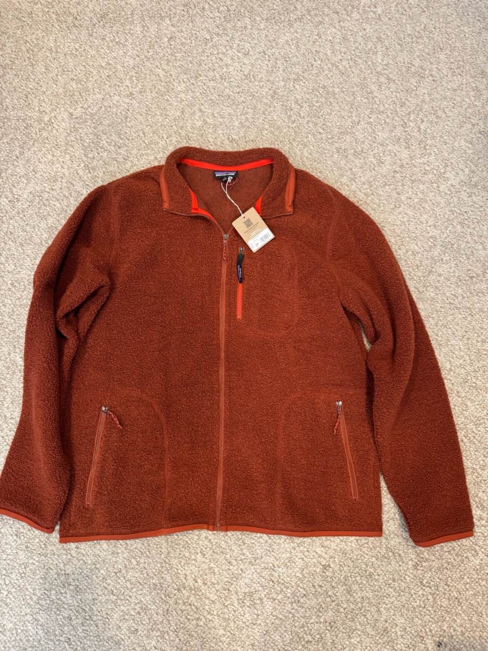 NWT Patagonia Men's Reclaimed Fleece Full-Zip Jacket - Burnished Red
